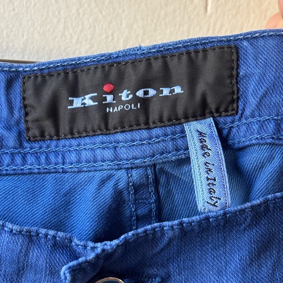 Kiton Napoli Made In Italy Blue Men's Linen Cotton Jeans Size 38 - Picture 5 of 16
